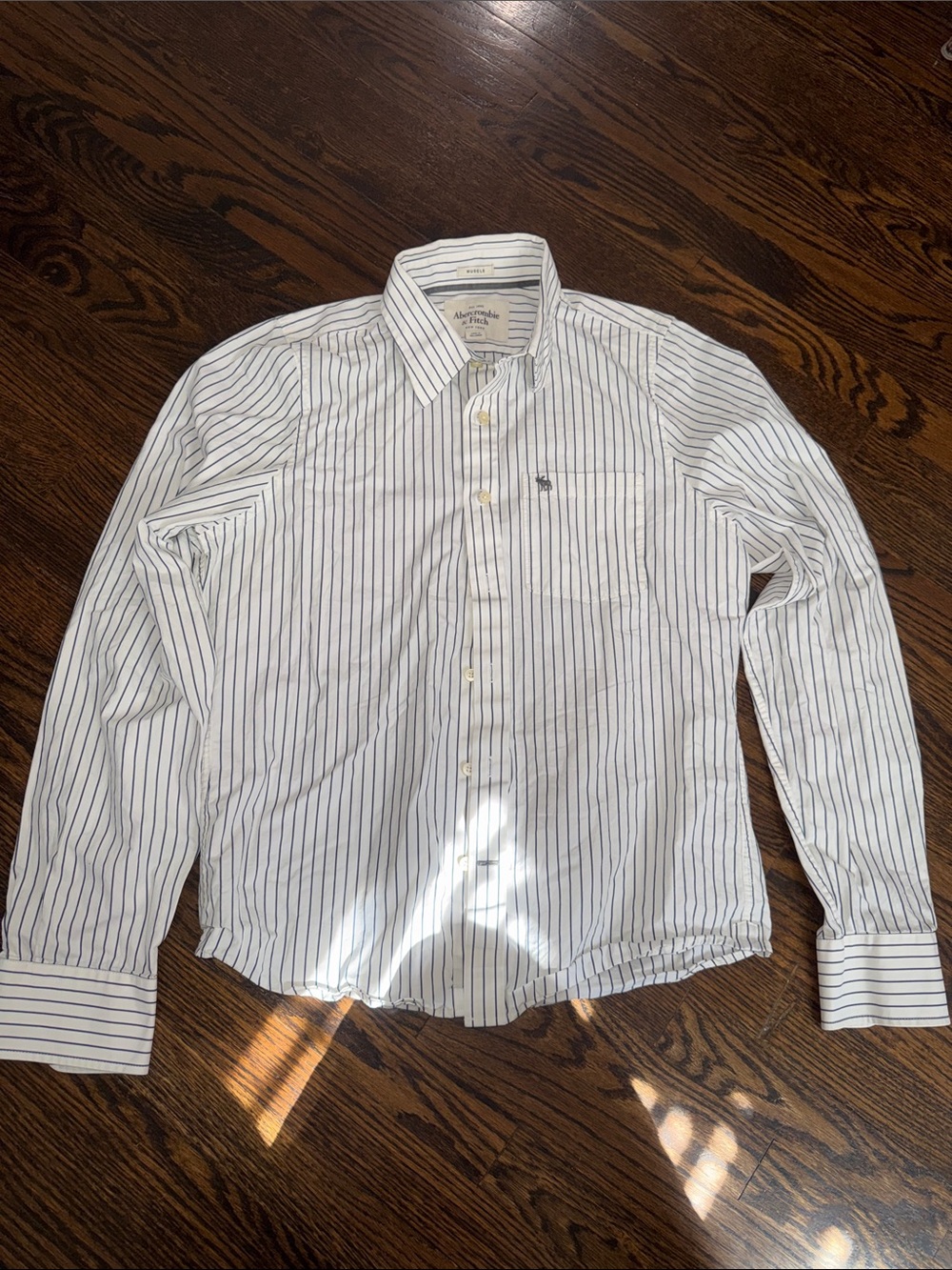 Abercrombie & Fitch Men's Muscle Fit Striped Button Down Shirt XL Y2K VTG